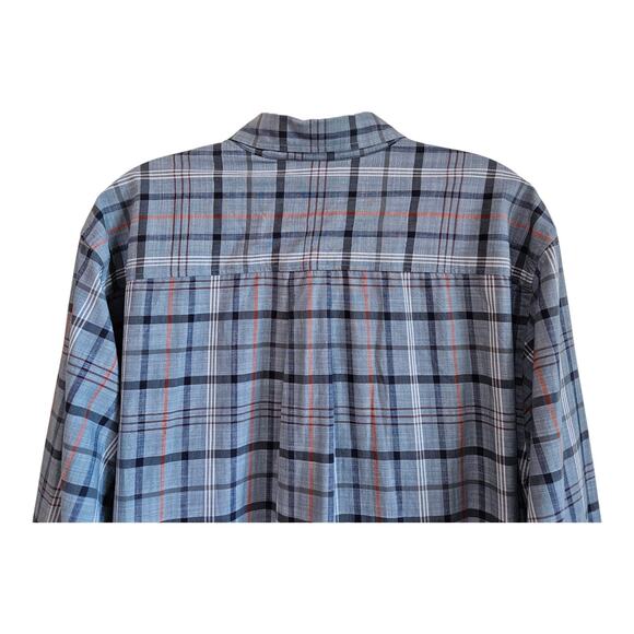TOMMY BAHAMA Men's M Shirt Plaid Blue Orange Long Sleeve 100% Cotton Chest 46" - Picture 6 of 7